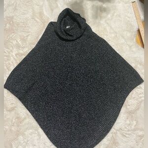 Roots Charcoal Turtleneck Poncho Sweater